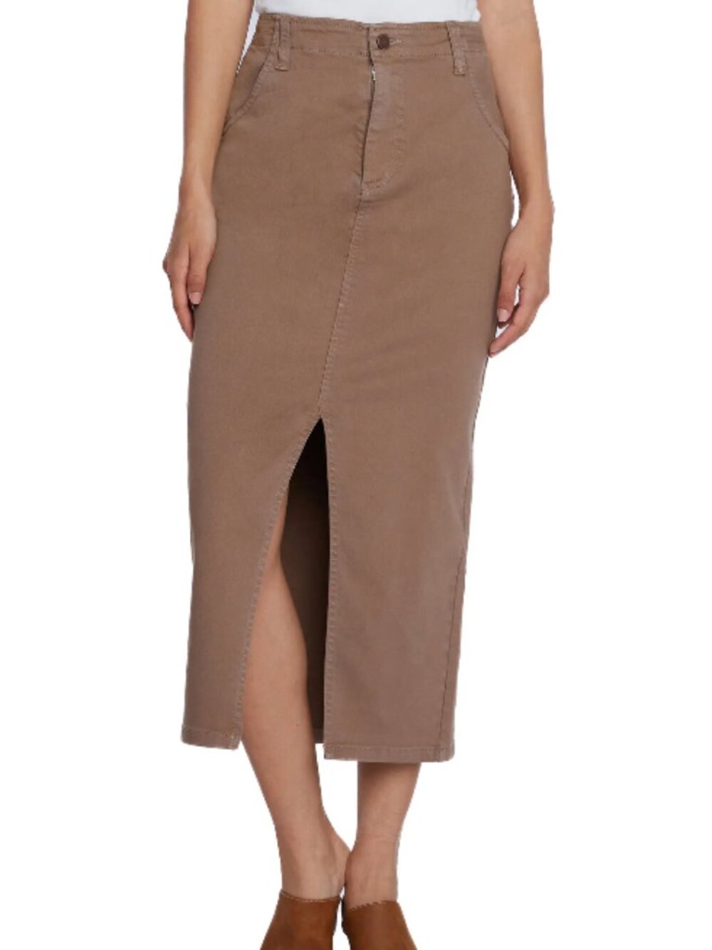 Daily Slit Denim Midi Skirt Wash Lab Denim